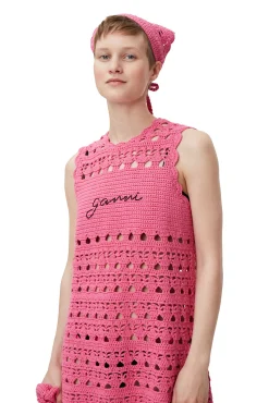 Discount GANNI Gehakelte Tunika Shocking Pink