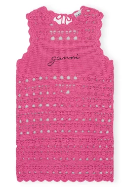 Discount GANNI Gehakelte Tunika Shocking Pink