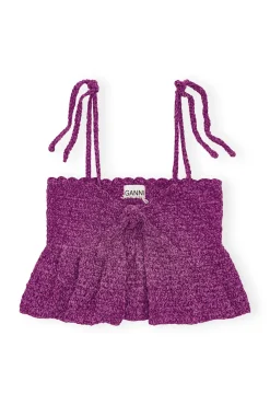 Hot GANNI Gehakeltes Bandeau-Tragertop Aus Velvet Sparkling Grape