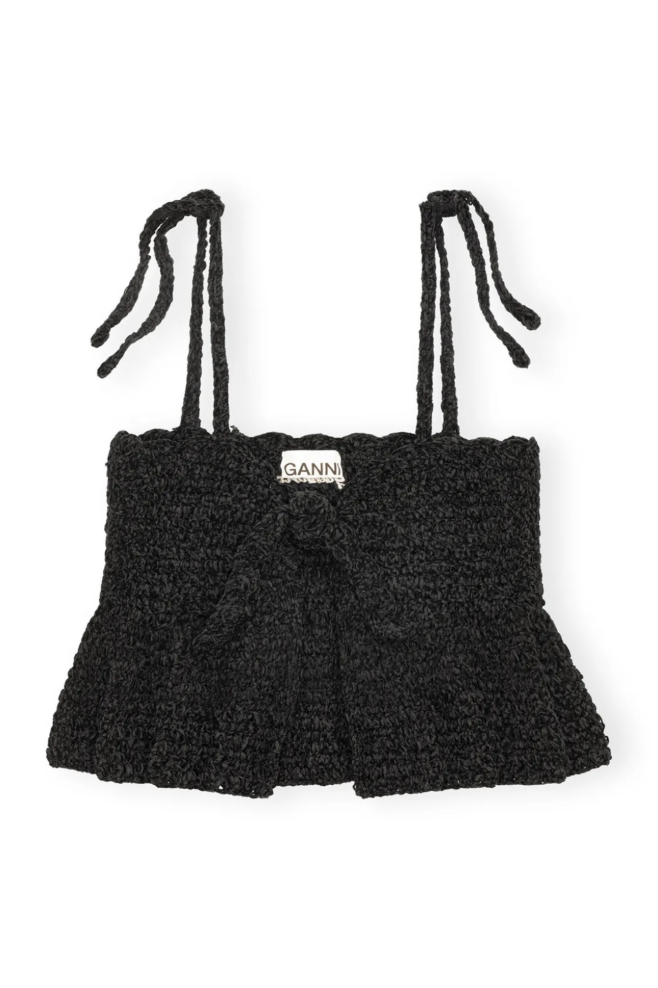 Hot GANNI Gehakeltes Bandeau-Tragertop Aus Velvet Black