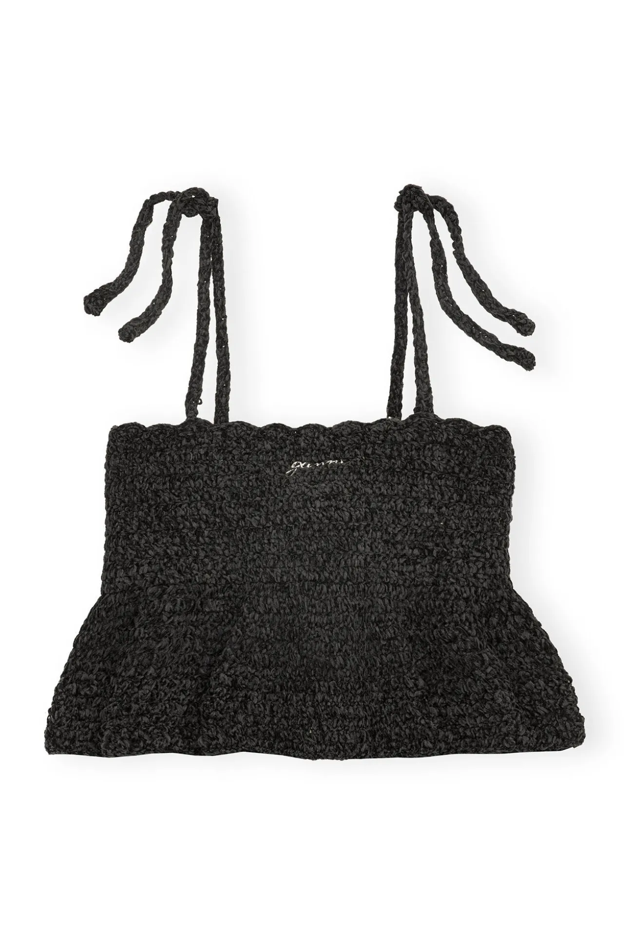 Hot GANNI Gehakeltes Bandeau-Tragertop Aus Velvet Black