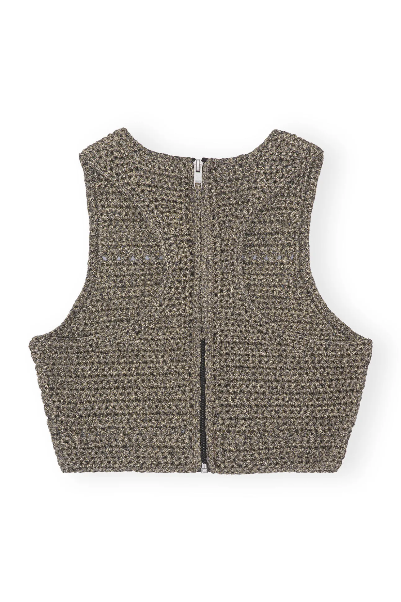Discount GANNI Gehakeltes Racerback-Oberteil Black/Gold