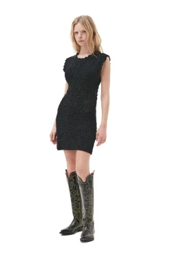 Online GANNI Gehakeltes Velvet-Minikleid Mit Offenem Rucken Black