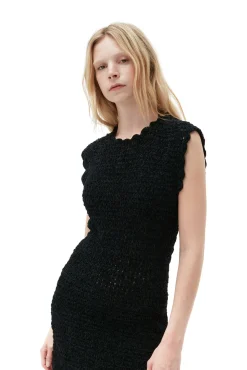 Online GANNI Gehakeltes Velvet-Minikleid Mit Offenem Rucken Black