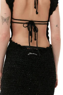 Online GANNI Gehakeltes Velvet-Minikleid Mit Offenem Rucken Black