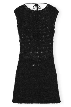 Online GANNI Gehakeltes Velvet-Minikleid Mit Offenem Rucken Black