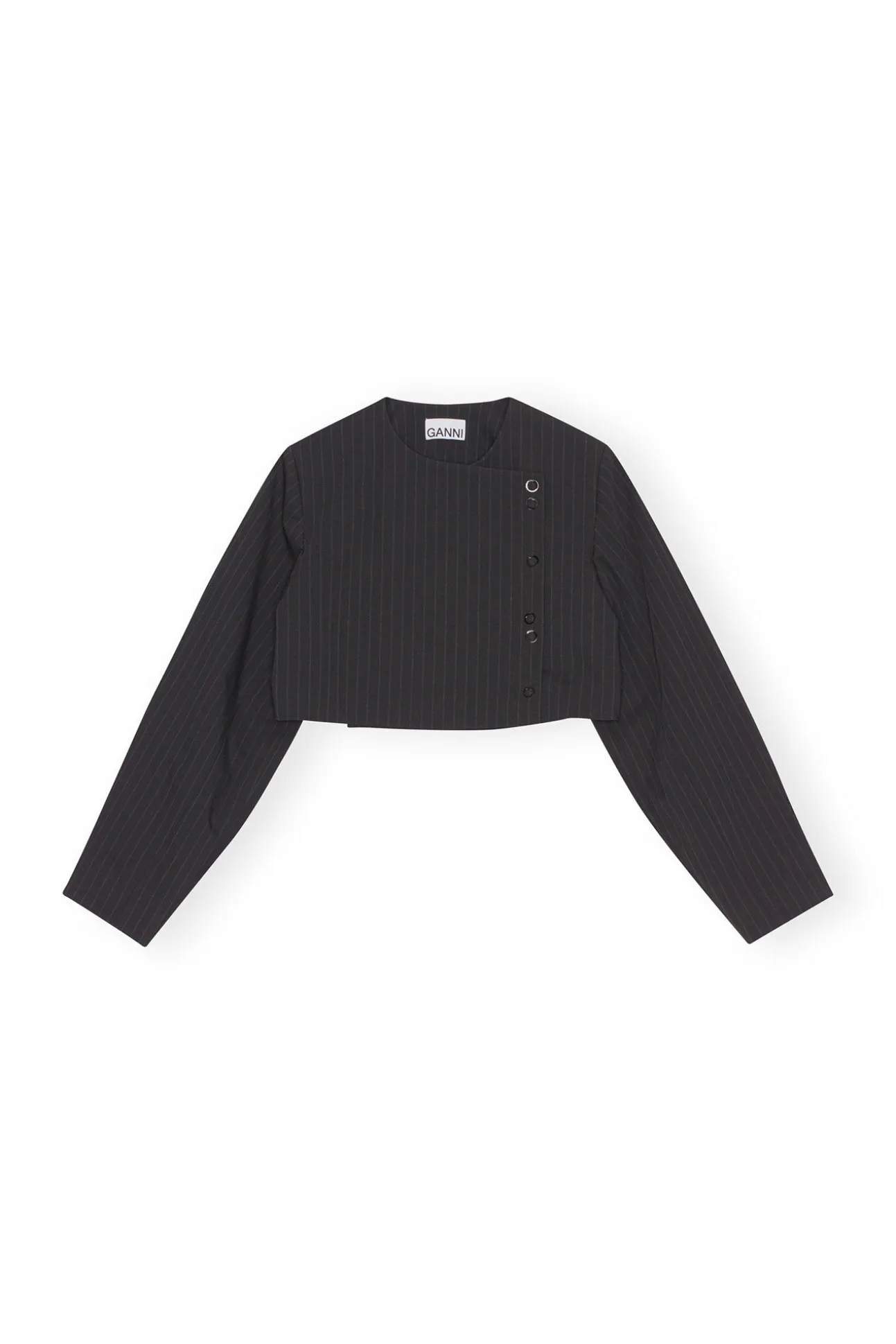 Discount GANNI Gekurzter Gestreifter Blazer Black