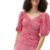 Online GANNI Geraffte Bluse Aus Seersucker Mit V-Ausschnitt Love Potion