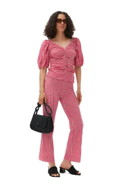 Online GANNI Geraffte Bluse Aus Seersucker Mit V-Ausschnitt Love Potion