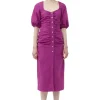 Flash Sale GANNI Gerafftes Maxikleid Aus Cotton Poplin Mit Offenem Ausschnitt Purple Wine