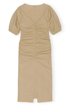 Shop GANNI Gerafftes Maxikleid Aus Cotton Poplin Mit Offenem Ausschnitt Curds And Whey