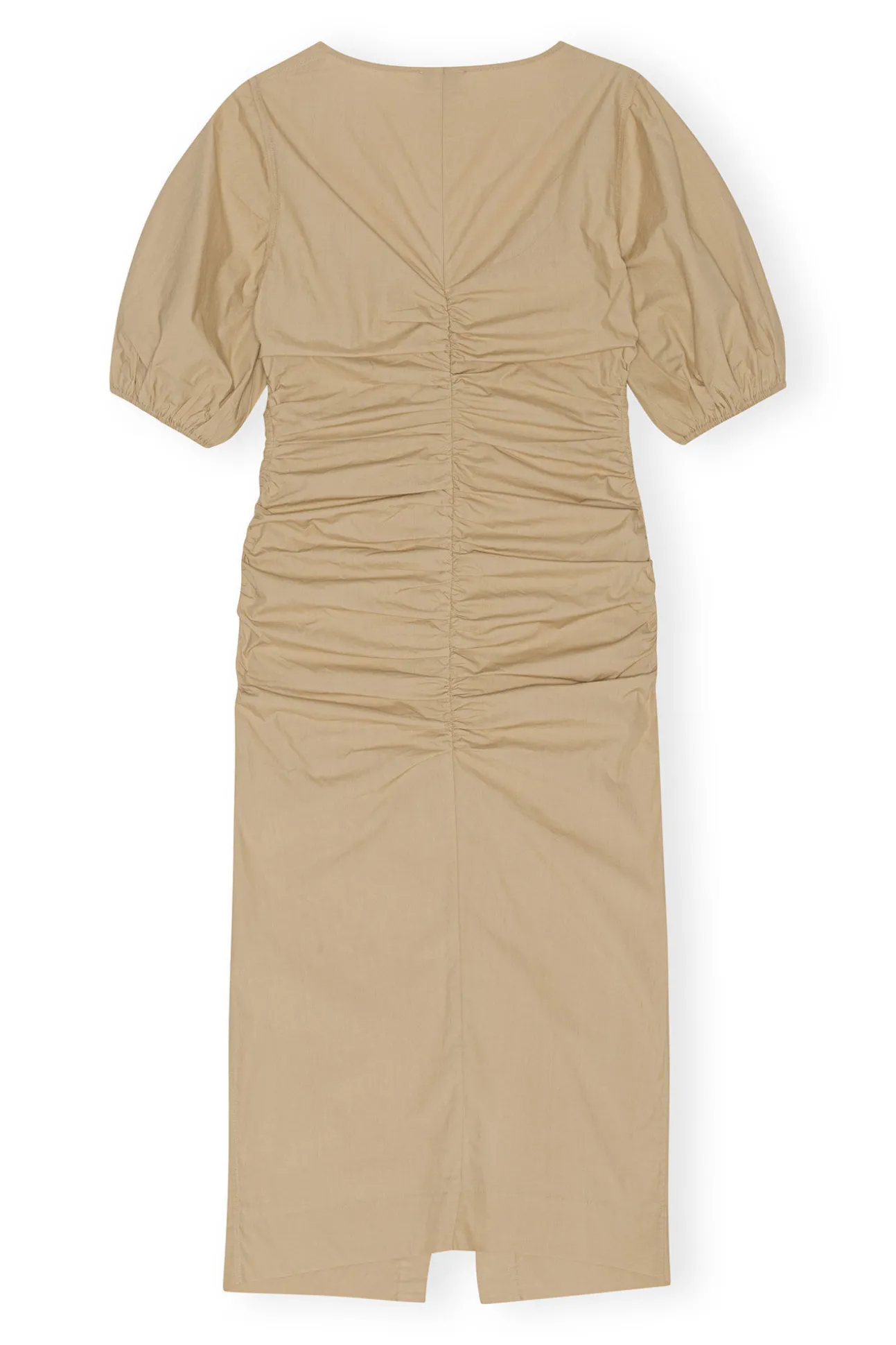 Shop GANNI Gerafftes Maxikleid Aus Cotton Poplin Mit Offenem Ausschnitt Curds And Whey