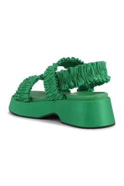 Sale GANNI Gesmokte Flache Sandalen Kelly Green