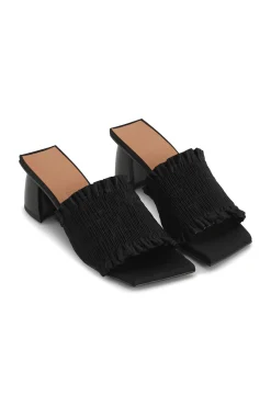 Clearance GANNI Gesmokte Pantoletten Mit Niedrigem Pfennigabsatz Black