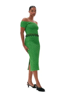 Best GANNI Gesmokter Satin-Rock Classic Green