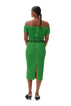 Best GANNI Gesmokter Satin-Rock Classic Green