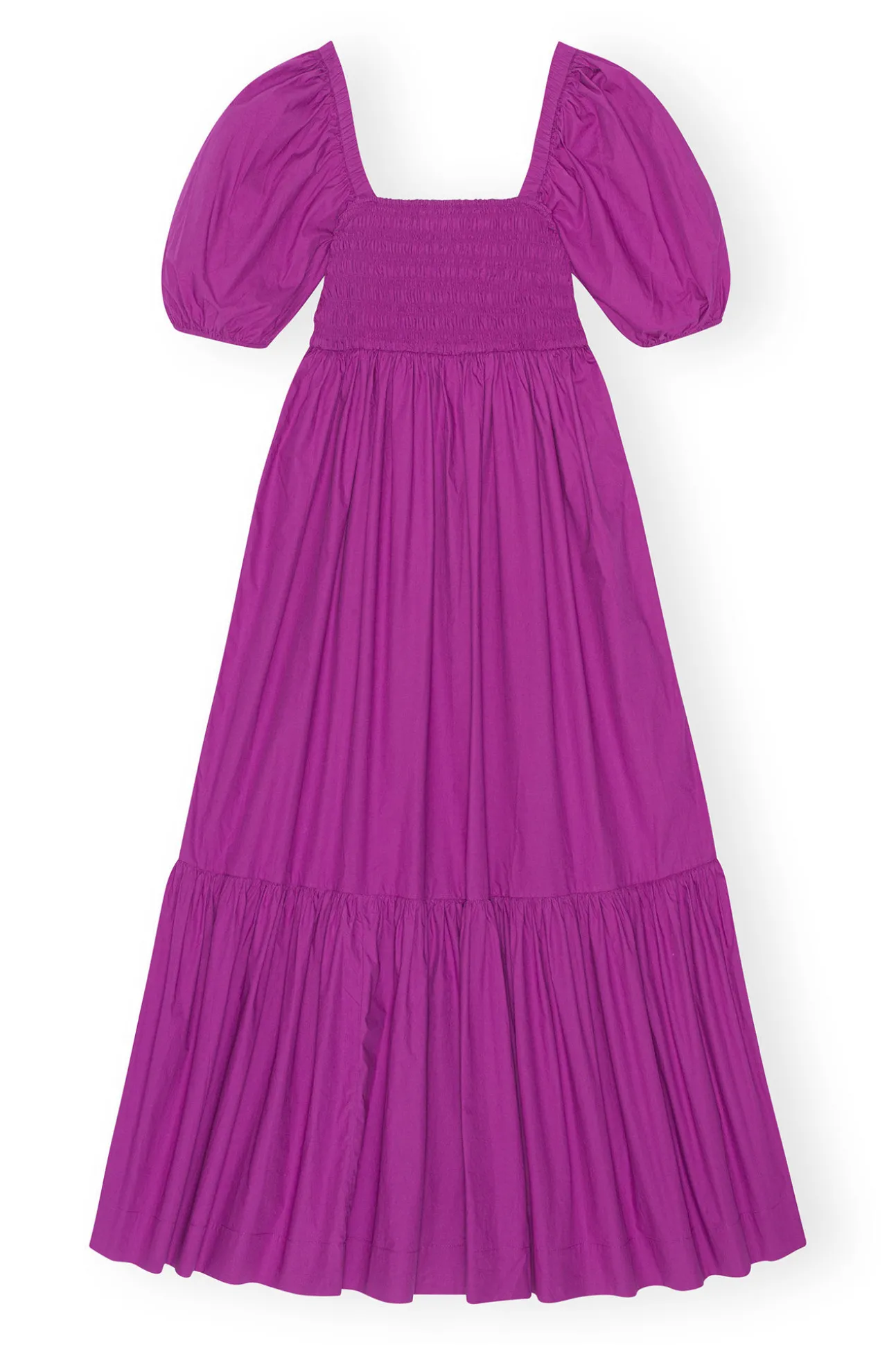 Cheap GANNI Gesmoktes Maxikleid Aus Cotton Poplin Purple Wine