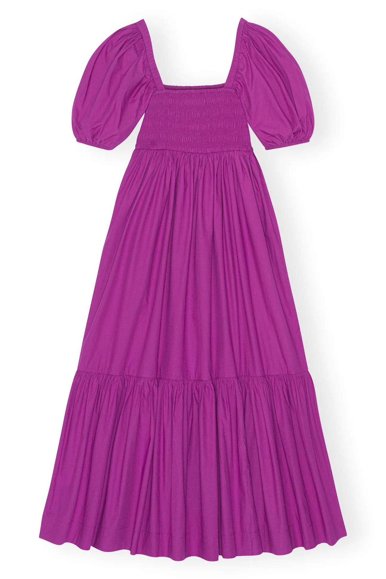 Cheap GANNI Gesmoktes Maxikleid Aus Cotton Poplin Purple Wine