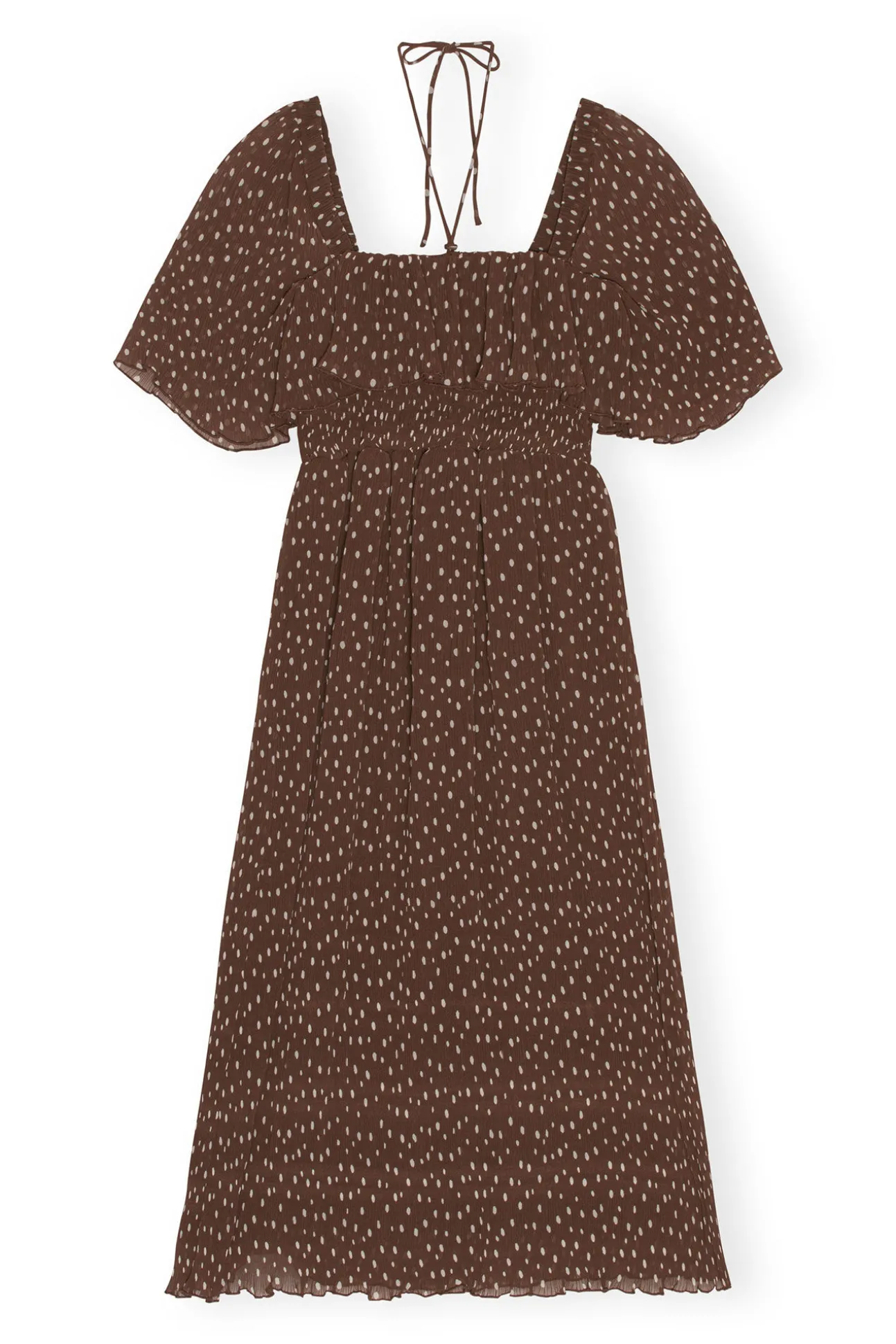 Discount GANNI Gesmoktes Midikleid Aus Plissiertem Georgette Rocky Road