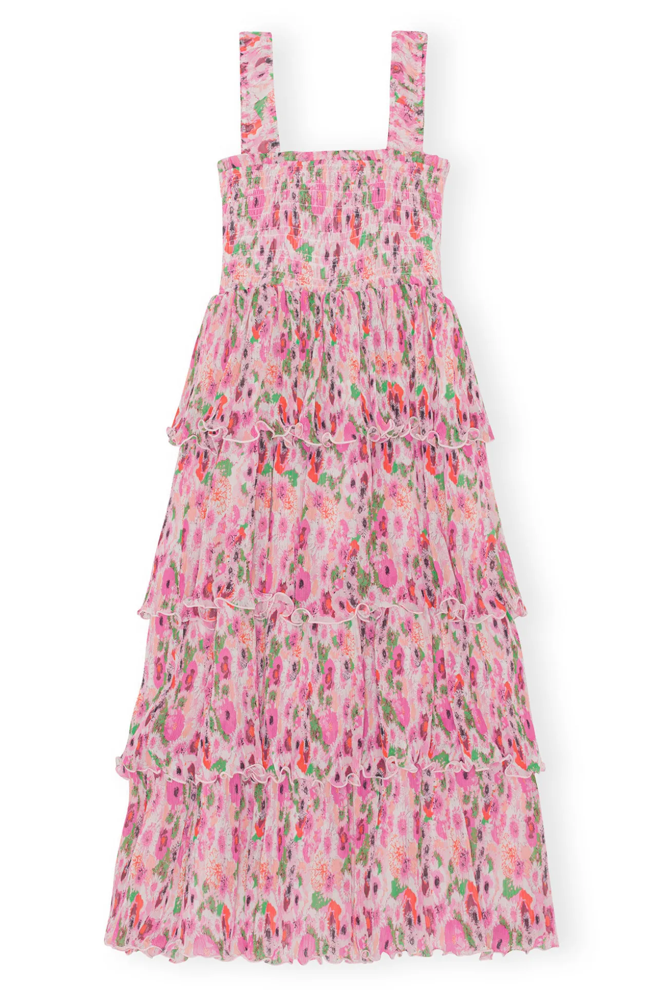 Store GANNI Gesmoktes Midikleid Aus Plissiertem Georgette Sugar Plum