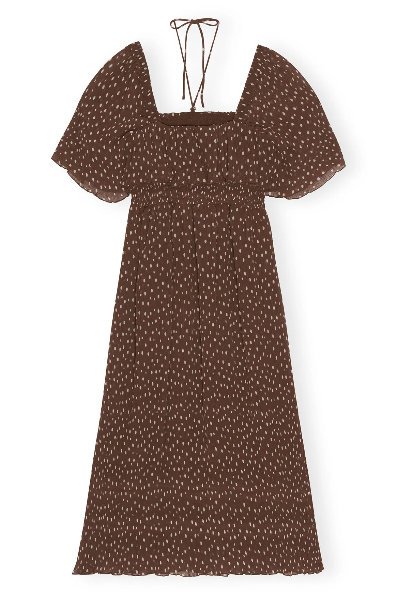 Discount GANNI Gesmoktes Midikleid Aus Plissiertem Georgette Rocky Road