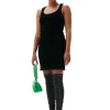 Cheap GANNI Gesmoktes Samt-Minikleid Black