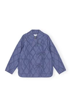 Flash Sale GANNI Gesteppte, Asymmetrische Ripstop-Jacke Gray Blue