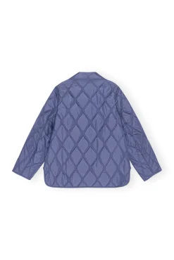 Flash Sale GANNI Gesteppte, Asymmetrische Ripstop-Jacke Gray Blue