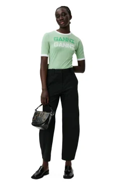 Sale GANNI Gestreifte Hose Mit Mittelhoher Taille Black
