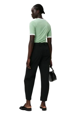 Sale GANNI Gestreifte Hose Mit Mittelhoher Taille Black