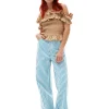 New GANNI Gestreifte Magny-Jeans Bright White