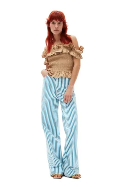 New GANNI Gestreifte Magny-Jeans Bright White