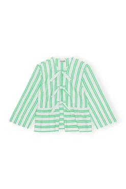 Best GANNI Gestreifte Peplum-Bluse Kelly Green