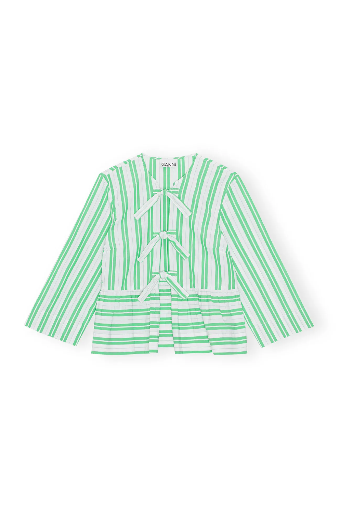 Best GANNI Gestreifte Peplum-Bluse Kelly Green