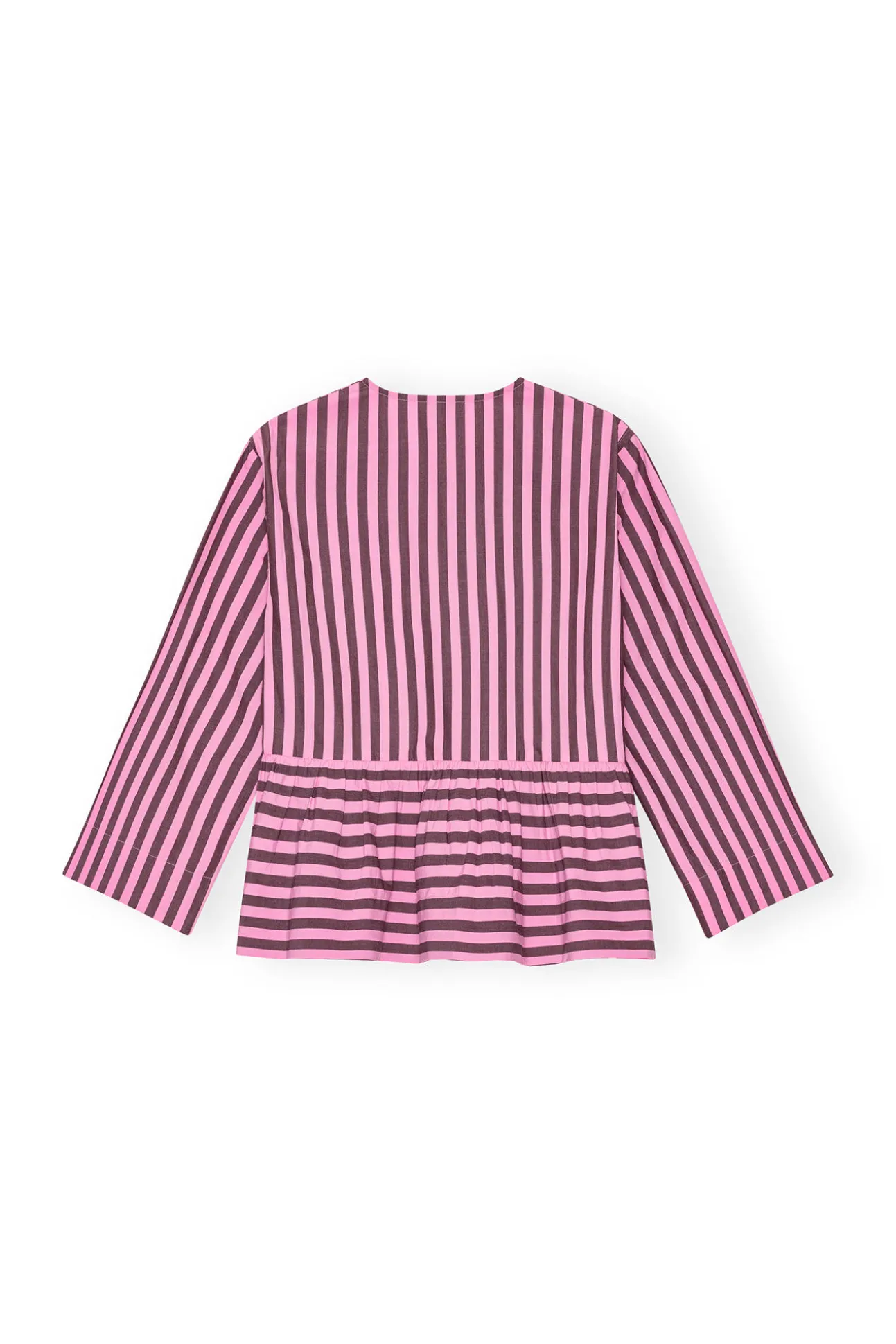 Discount GANNI Gestreifte Peplum-Bluse Aus Cotton Bonbon