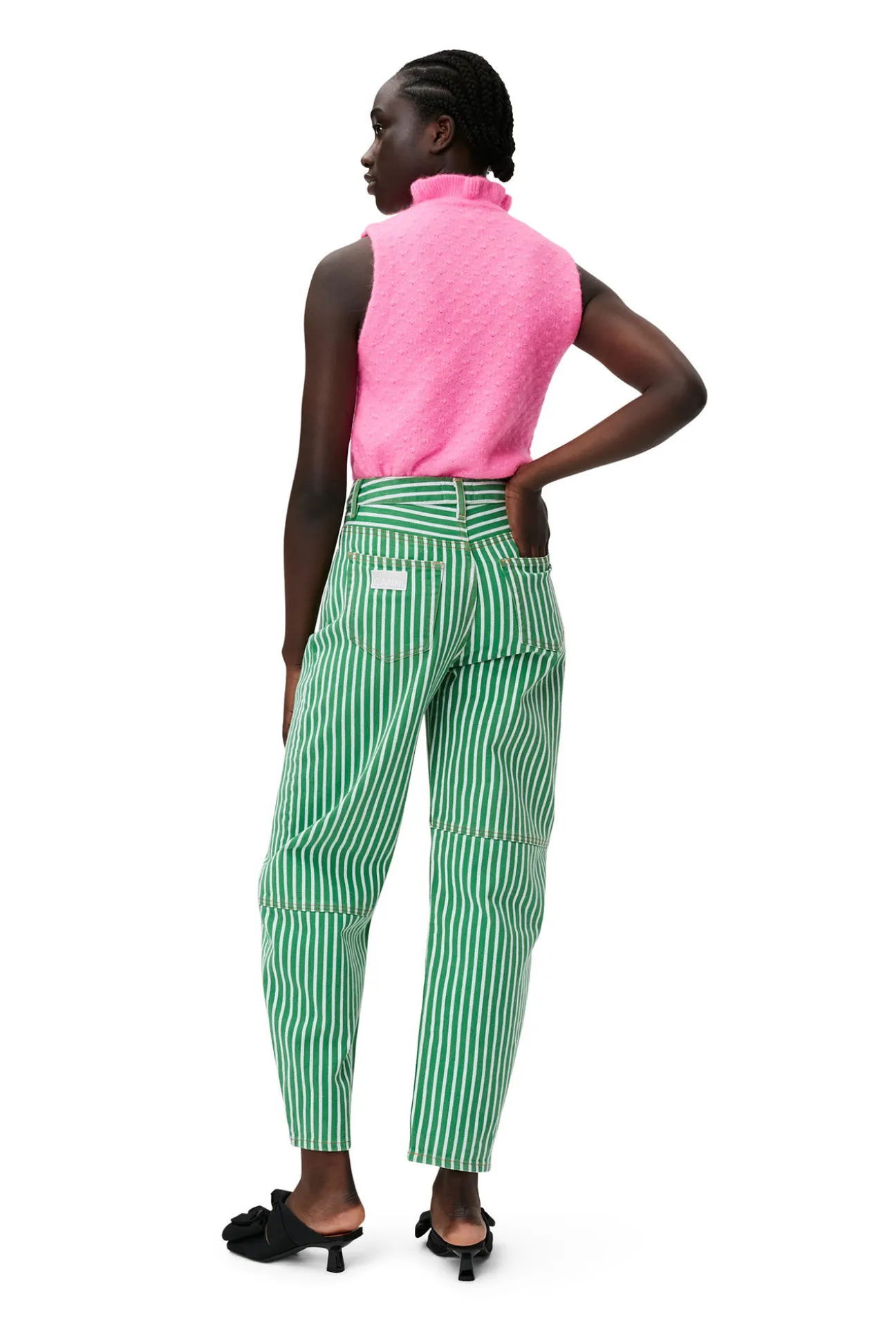 Discount GANNI Gestreifte Stary-Jeans Kelly Green