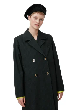 Sale GANNI Gestreifter Stretch-Mäntel Black