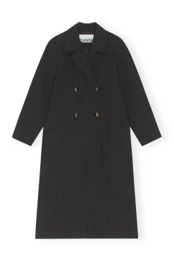 Sale GANNI Gestreifter Stretch-Mäntel Black
