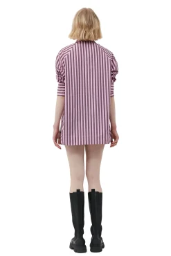 Clearance GANNI Gestreiftes Cotton-Raglan-Hemd In Ubergrose Bonbon