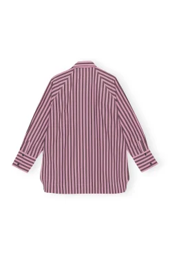 Clearance GANNI Gestreiftes Cotton-Raglan-Hemd In Ubergrose Bonbon