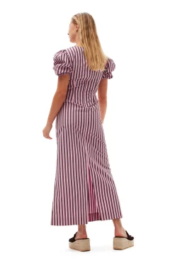 Cheap GANNI Gestreiftes Cutout-Kleid Aus Cotton Bonbon