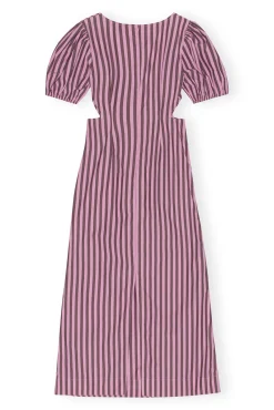 Cheap GANNI Gestreiftes Cutout-Kleid Aus Cotton Bonbon