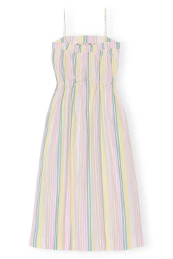 Cheap GANNI Gestreiftes Maxi-Tragerkleid Aus Cotton Multicolour