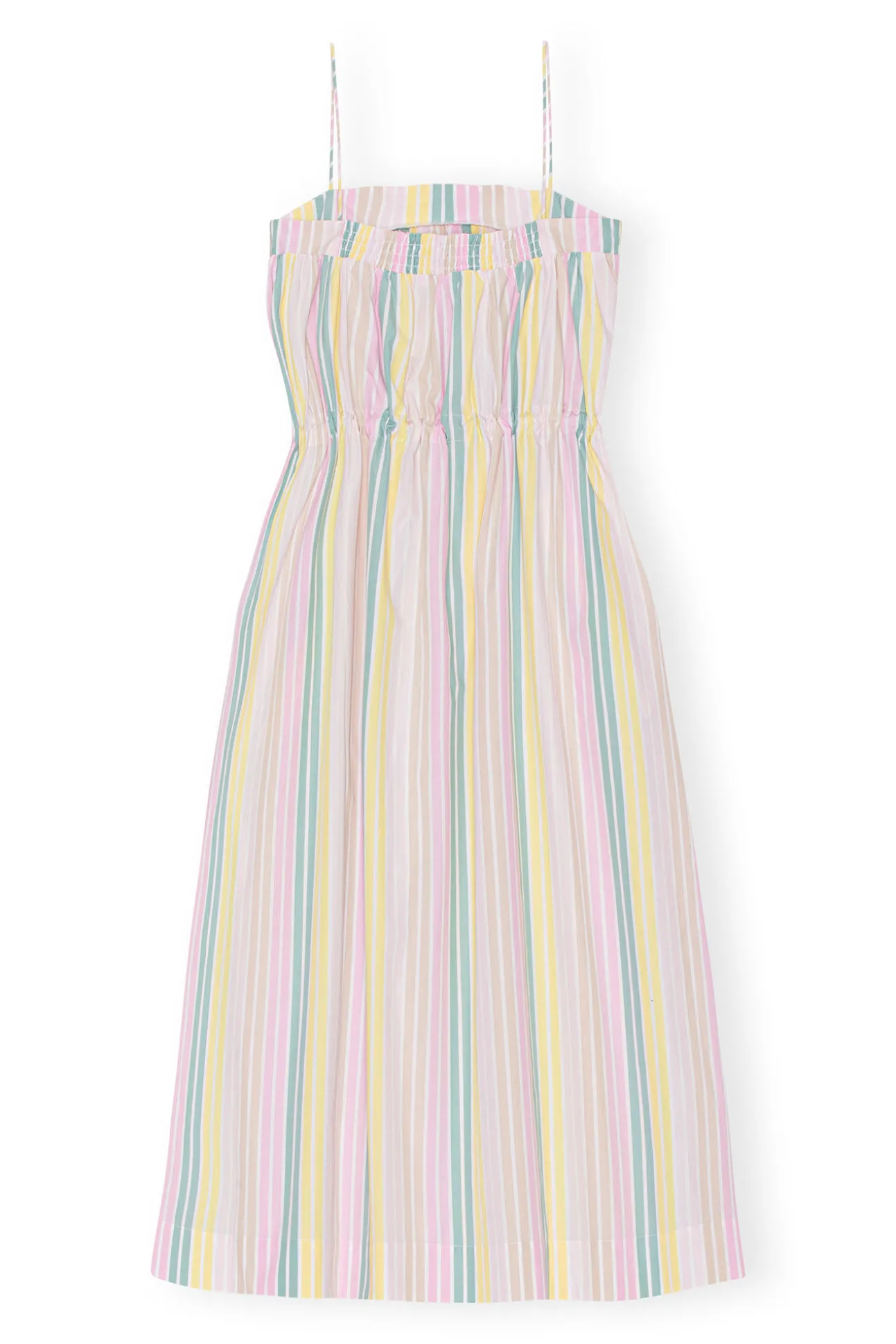 Cheap GANNI Gestreiftes Maxi-Tragerkleid Aus Cotton Multicolour