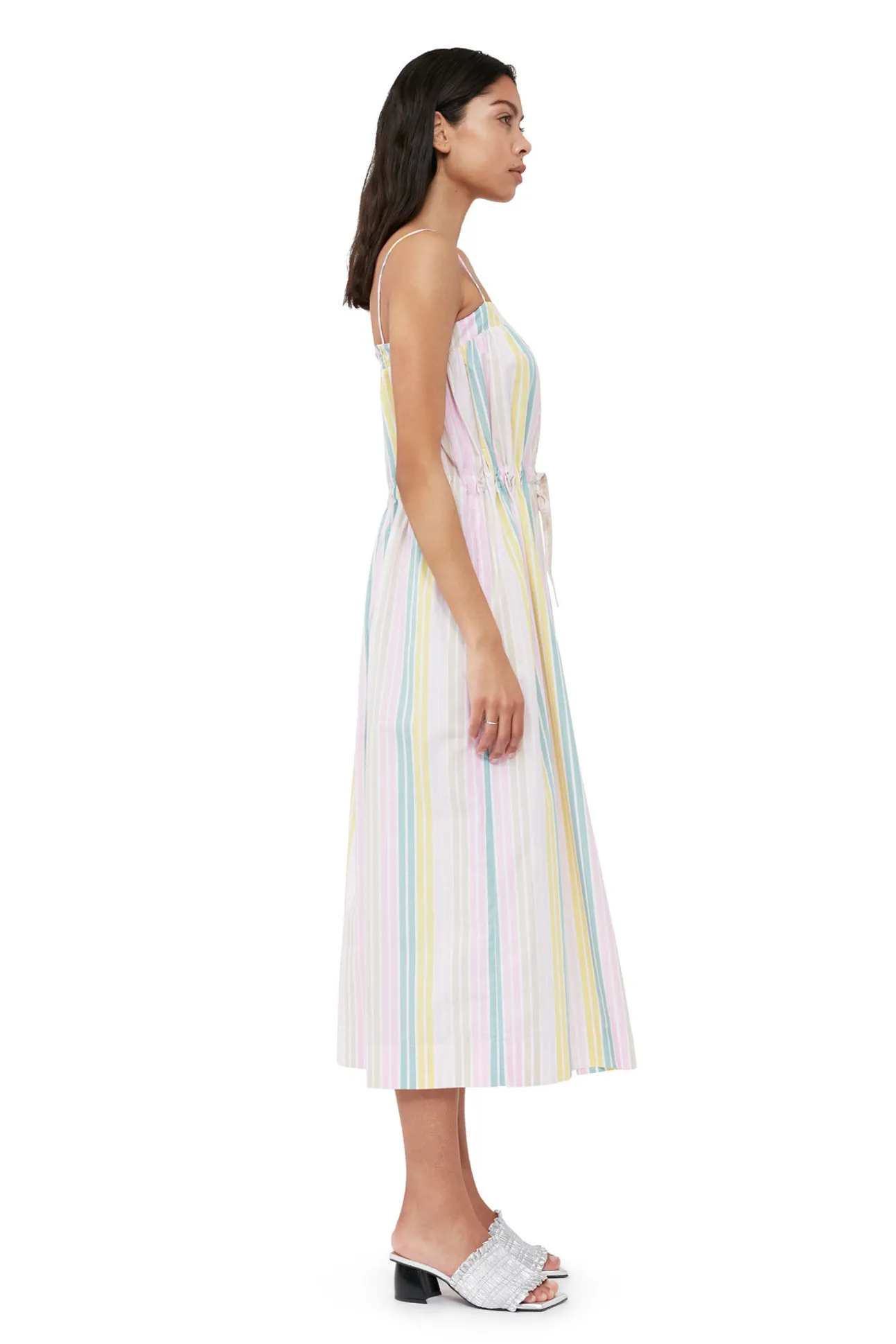 Cheap GANNI Gestreiftes Maxi-Tragerkleid Aus Cotton Multicolour