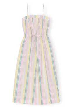 Cheap GANNI Gestreiftes Maxi-Tragerkleid Aus Cotton Multicolour