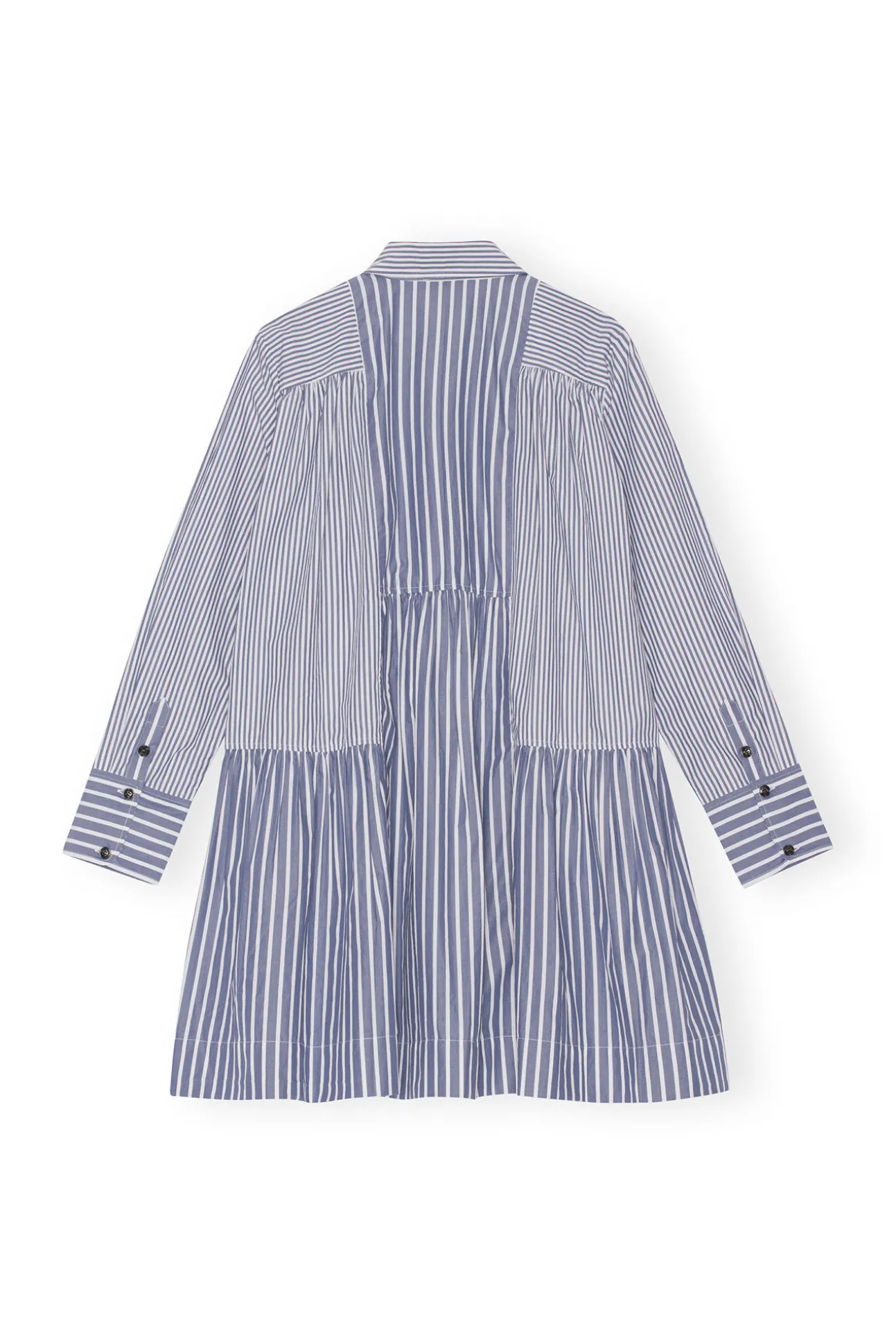 Best Sale GANNI Gestreiftes Mini-Hemdkleid Gray Blue