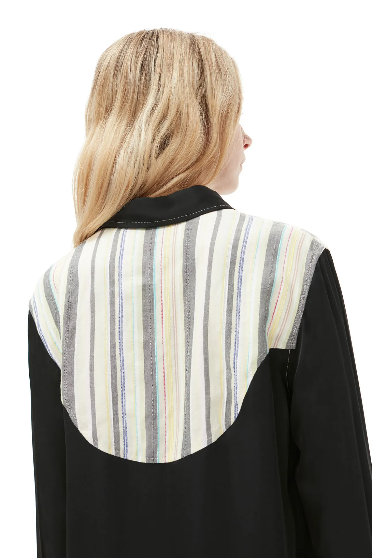 Fashion GANNI Gestreiftes Mix-Slub-Hemd Lily Green