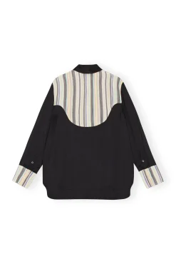 Fashion GANNI Gestreiftes Mix-Slub-Hemd Lily Green