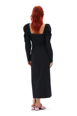 Best GANNI Gestreiftes, Tailliertes Stretch-Midikleid Sky Captain